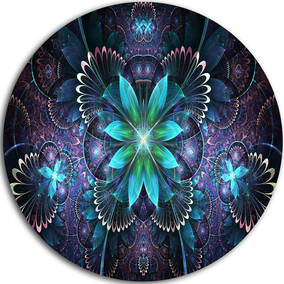 Fractal Flower Blue Digital Art, Flower Round Wall Art, 11"