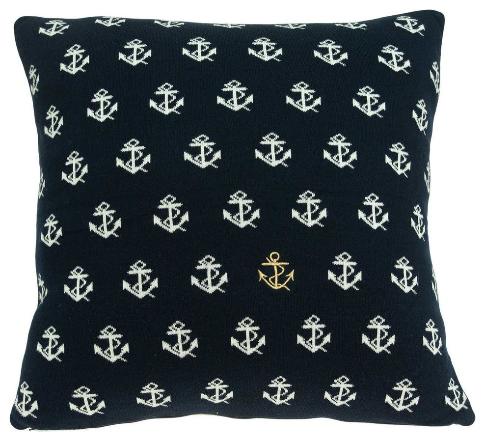 20" X 7" X 20" Nautical Blue Pillow Cover With Poly Insert