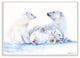Cute Polar Bear Family Animal Blue Watercolor Painting, 10"x15"