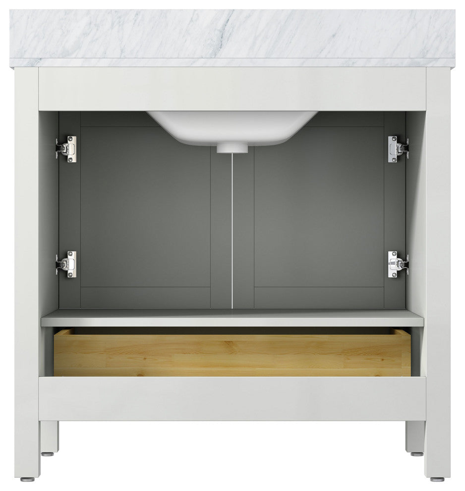 36" Plywood Freestanding Bathroom Vanity Set with Drawer and Doors, Matte White