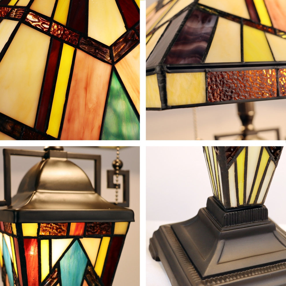 Chloe Lighting Vincent Tiffany-Style 3-Light Double-Lit Table Lamp 16" Shade