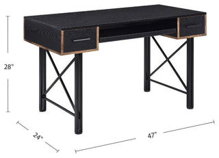 2 Drawers Computer Desk, Black Finish