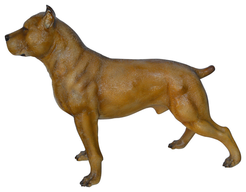 Pitbull Dog Colored Bronze Statue -  Size: 33"L x 10"W x 26"H.