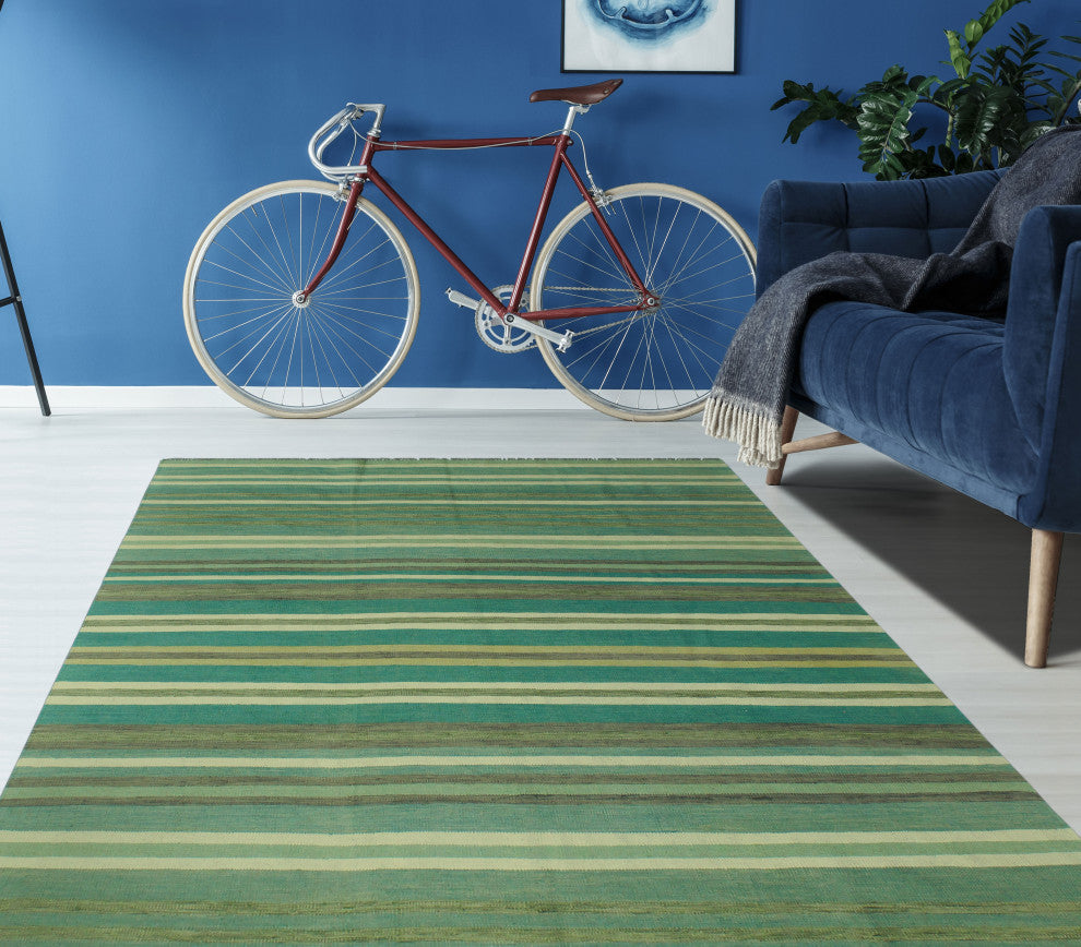 Winchester Kilim Olabisi Green/Ivory Rug, 6'4x9'5