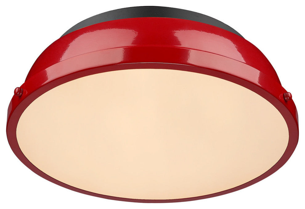 Duncan 14" Flush Mount, Black With Red Shade