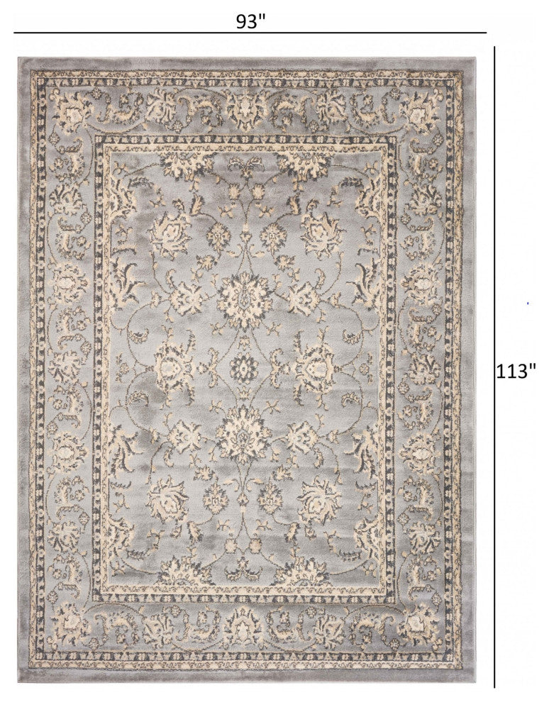 8" x 9" Gray Floral Vines Traditional Area Rug