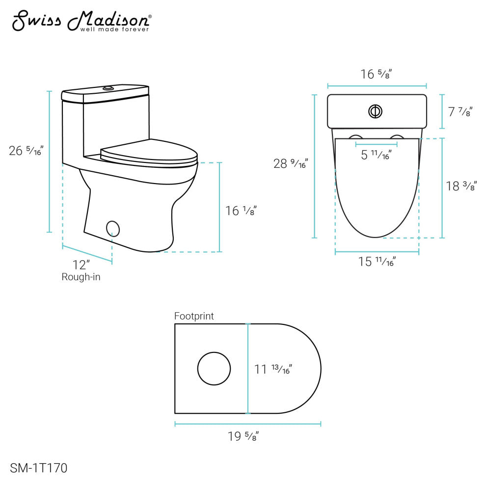 Clichy One-Piece Elongated Toilet Dual-Flush 1.1/1.6 gpf
