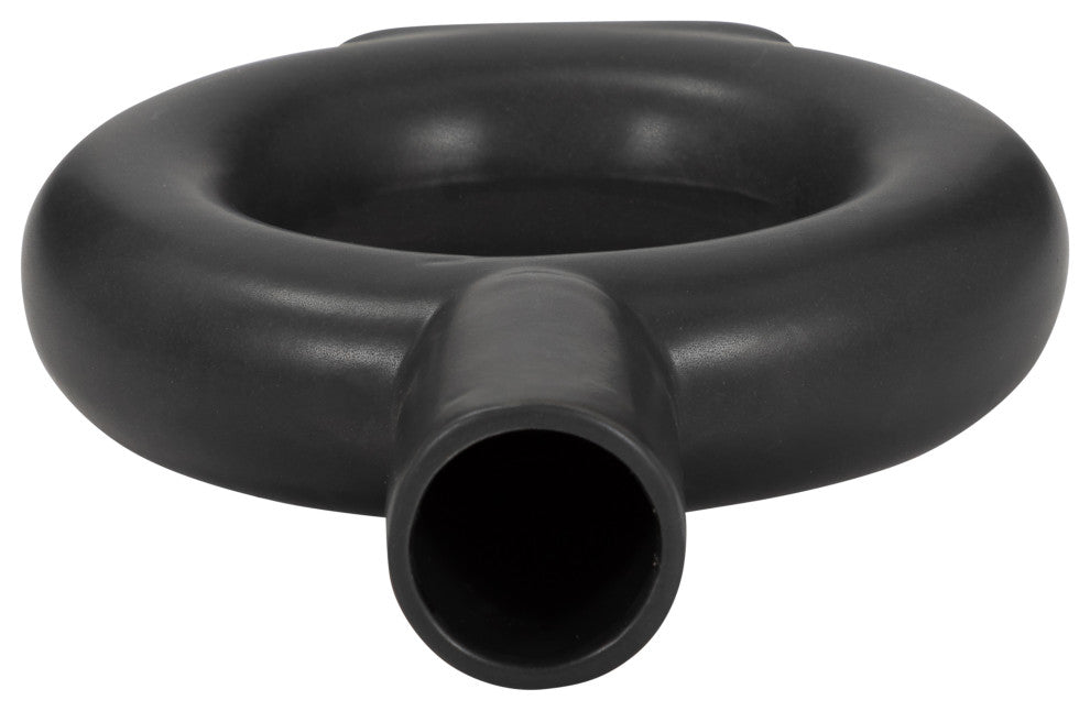 Ceramic 9" Round Cut-Out Vase, Black