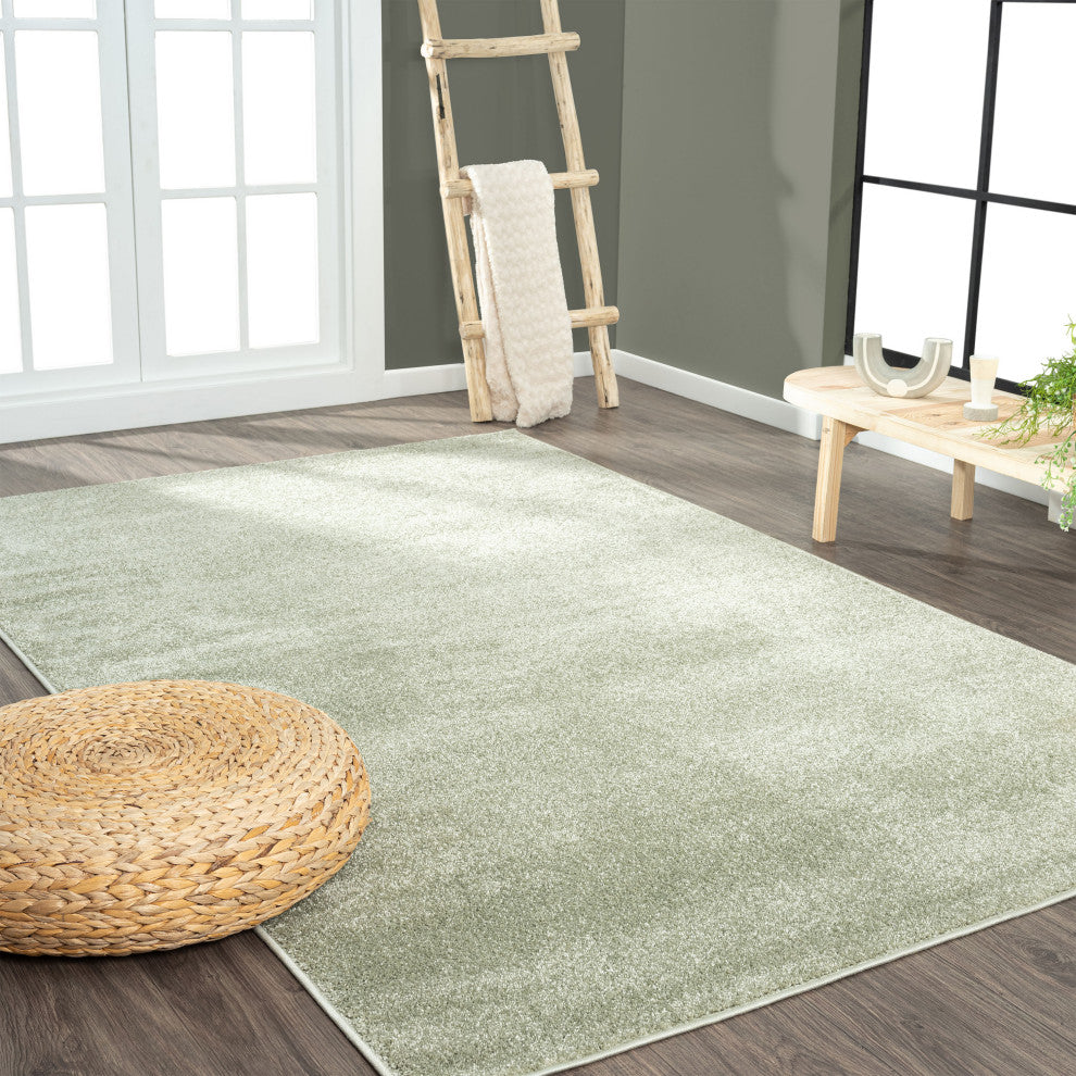 Haze Solid Low-Pile Green 12 ft. x 15 ft. Area Rug