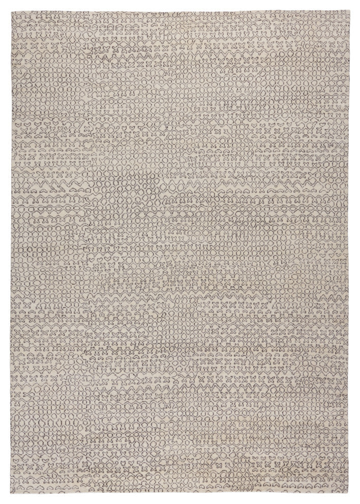 Pollack by Jaipur Living Reverb Knotted Trellis Ivory/Black Area Rug, 10'x14'