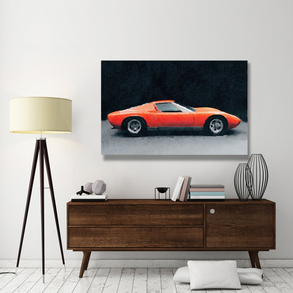 "1971 Lamborghini Miura P400 S Watercolor" Fine Art Print
