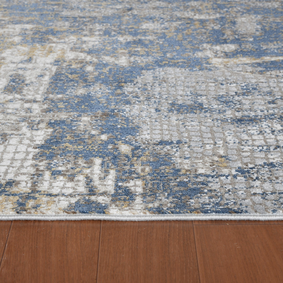 Haleena Draper Indigo Polyester Blend Area Rug, 10'3"x14'
