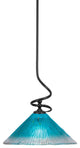 Capri 1-Light Mini Pendant with Hang Straight Swivel, Matte Black/Teal Crystal