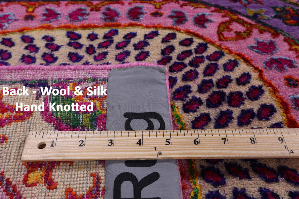 9' Square Mamluk Hand Knotted Wool & Silk Rug - Q13724