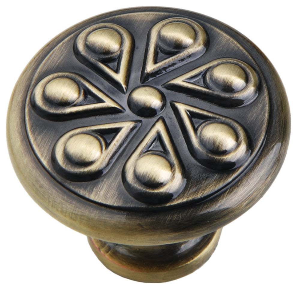 Utopia Alley Ciel Cabinet Knob, 1.2" Diameter, Antique Brass, 10 Pack