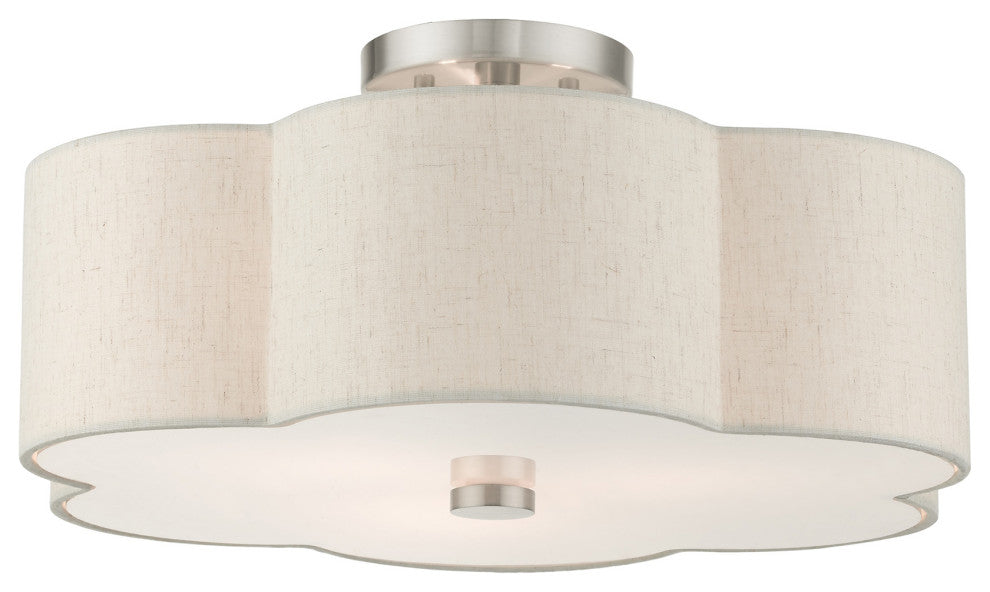 Brushed Nickel French Country, Floral, Transitional, Semi Flush