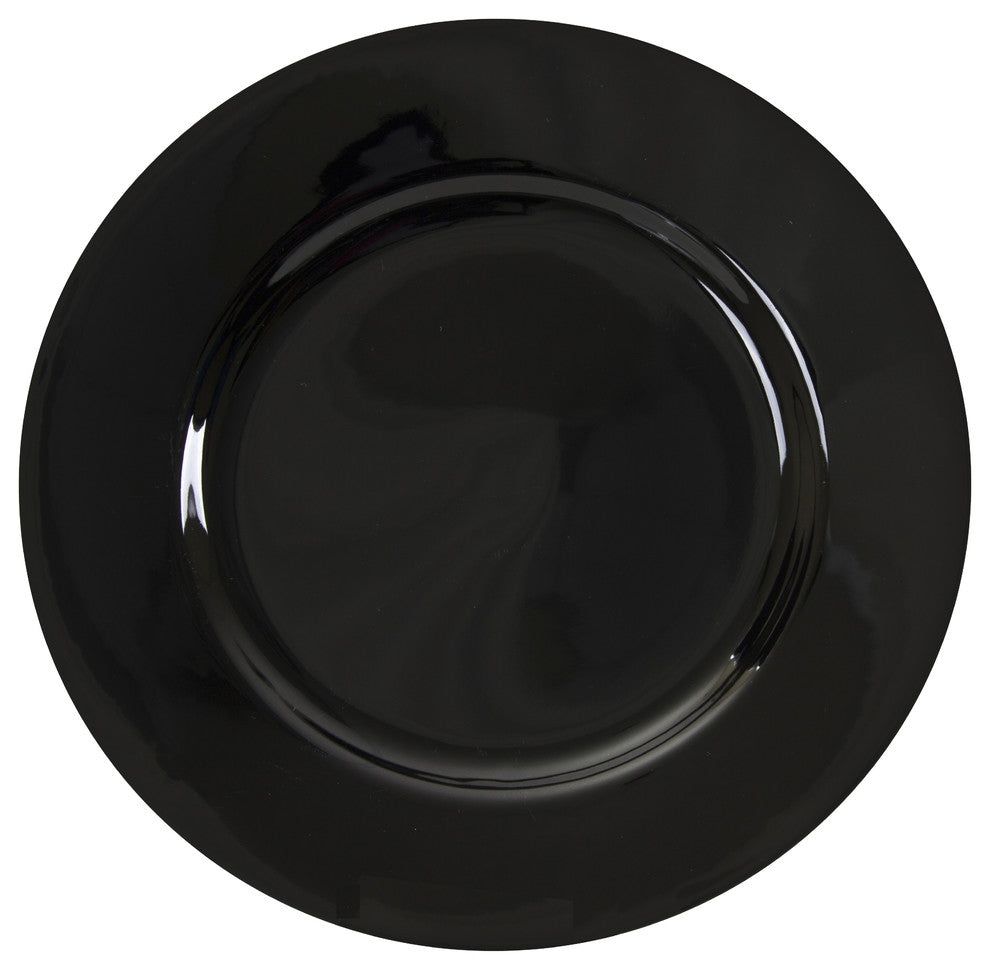 Black Rim Charger Plates, Set of 6