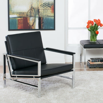Atlas Bonded Leather Lounge Chair, Black