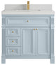 Paris 36" Center Sink Bathroom Vanity, Blue Heather 2" Carrara Quartz