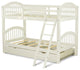 Verona Twin Bunk Bed In White Finish With Convertible Trundle & Drawer
