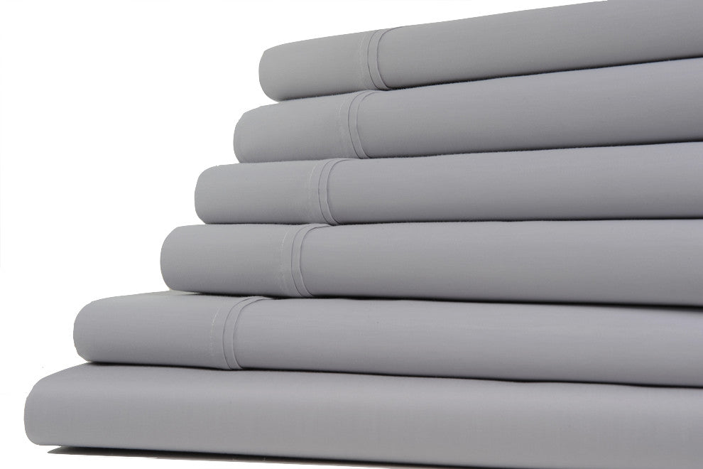 Kathy Ireland Home 1200 Thread Count 6 Piece Sheet Sets, 6 Colors, Gray, Queen
