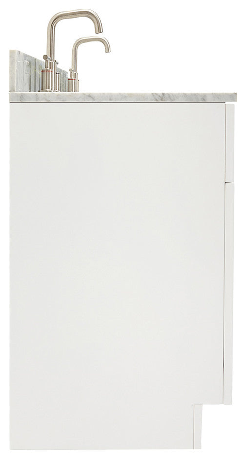 Ariel Hamlet 61" Rectangle Sinks Bath Vanity Carrara Marble White