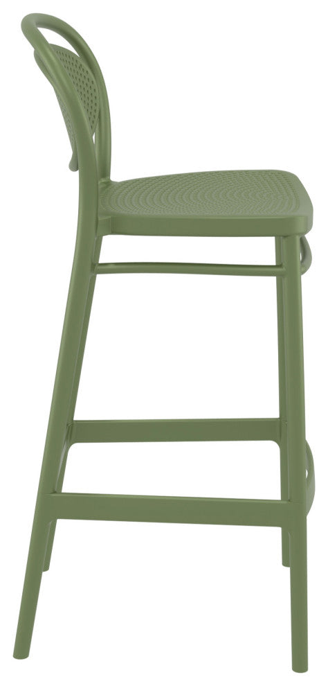Marcel Bar Stool, Set of 2, Olive Green