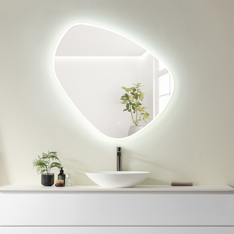 Rasso Novelty Frameless Bathroom Vanity LED Lighted Wall Mirror, 39"