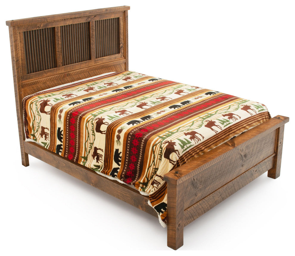 Rustic Corrugated Barnwood Bed, King