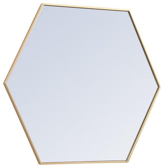 Elegant Decor Eternity 35" x 41" Hexagonal Metal Frame Mirror in Brass