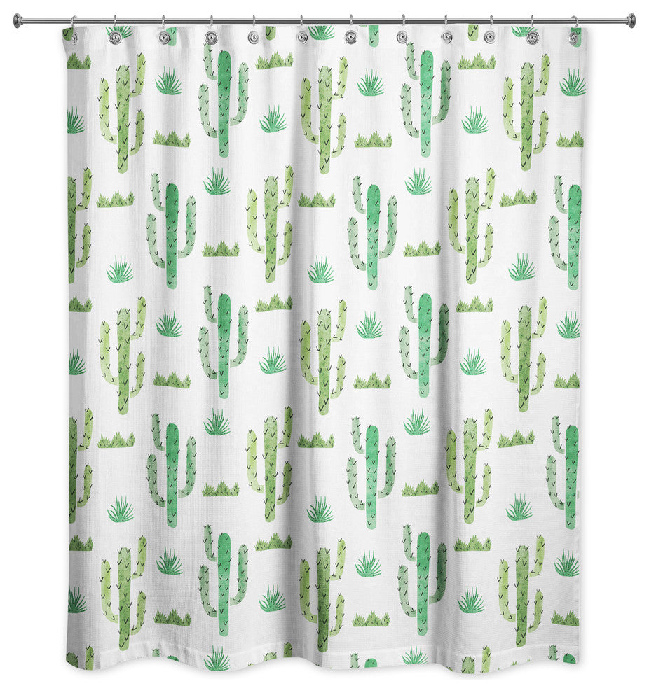 Watercolor Cacti 71x74 Shower Curtain