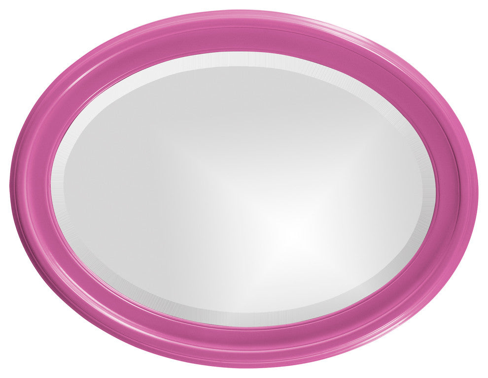 George Oval Mirror, Glossy Hot Pink