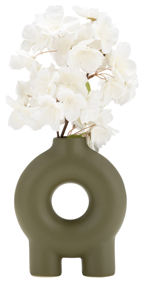 Ceramic 7", Donut Footed Vase, Olive