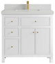 Sonoma 36 Center Sink Reeded Bath Vanity in White 2" Carrara Quartz