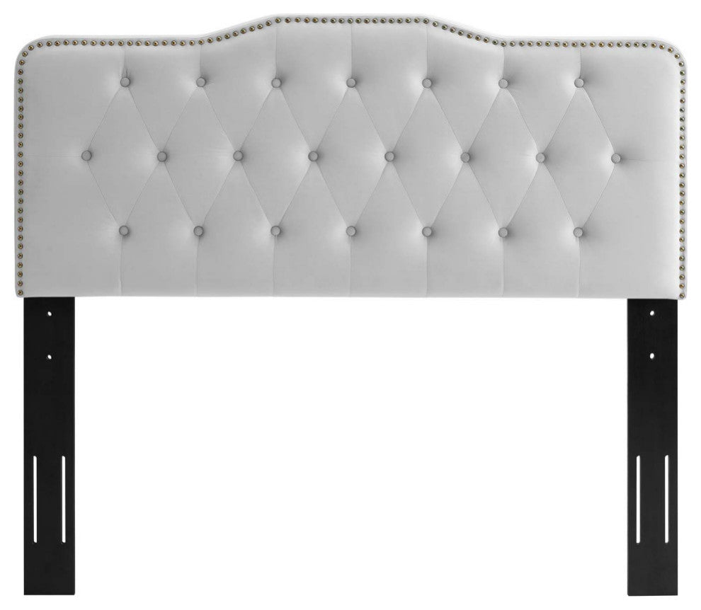 Amber Tufted Performance Velvet King Platform Bed, Light Gray