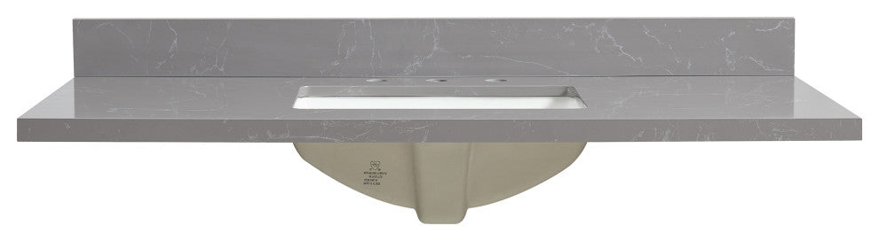Jaen Composite Stone Vanity Top With Ceramic Sink, Reticulated Gray, 49"