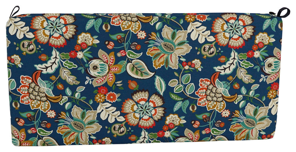 42"X19" Patterned Outdoor Spun Polyester Loveseat Cushion, Telfair Peacock