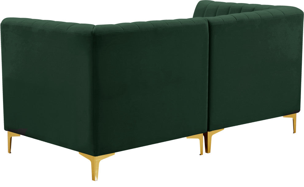 Alina Velvet Upholstered 2-Piece Modular Sectional, Green