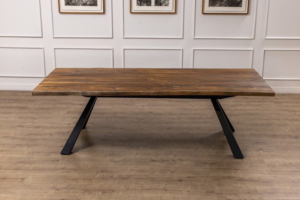 Solid Teak Live Edge Dining Table With Metal Legs, 84x40