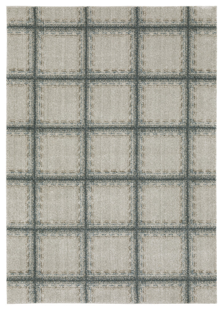 Alistair Casual Geometric Grey/ Teal Indoor Area Rug, Grey, 9'10"x12'10"