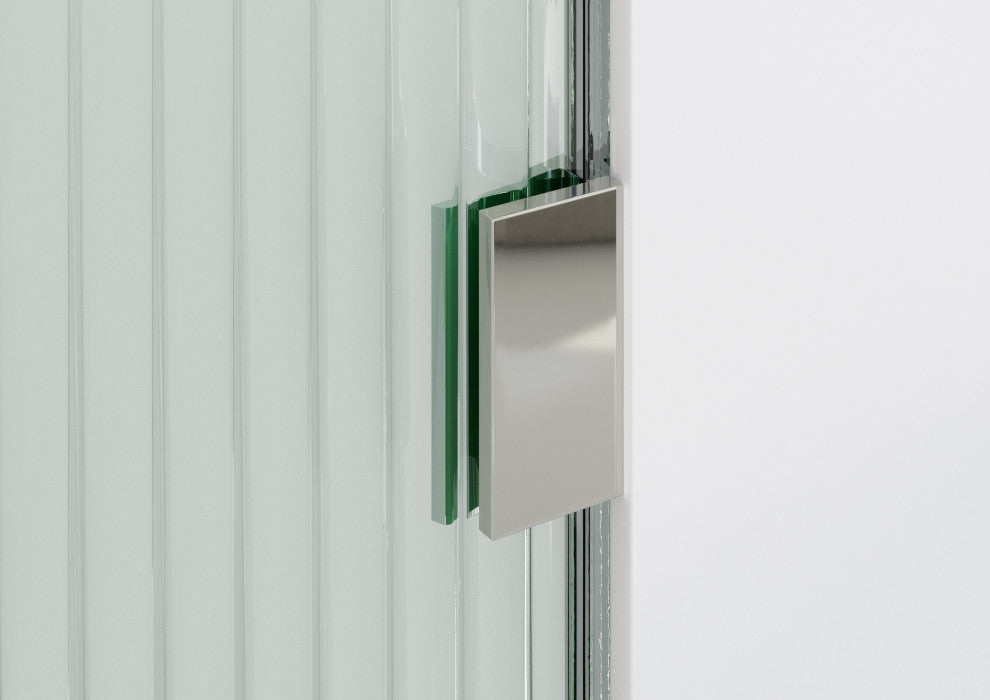 38"x78" Frameless Shower Door, Single Fixed Panel Fluted Radius, Polished Chrome, 38" Right