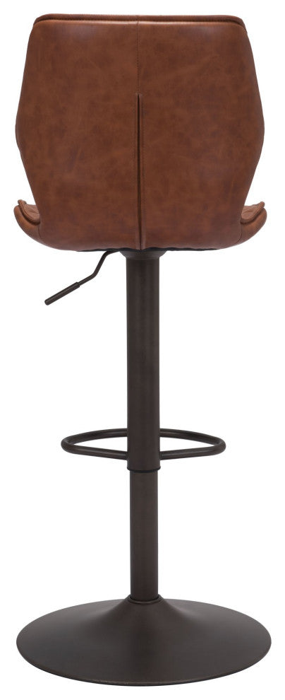 Bar Stool Chair Barstool, Faux Vinyl Leather, Steel, Vintage Brown, Bronze