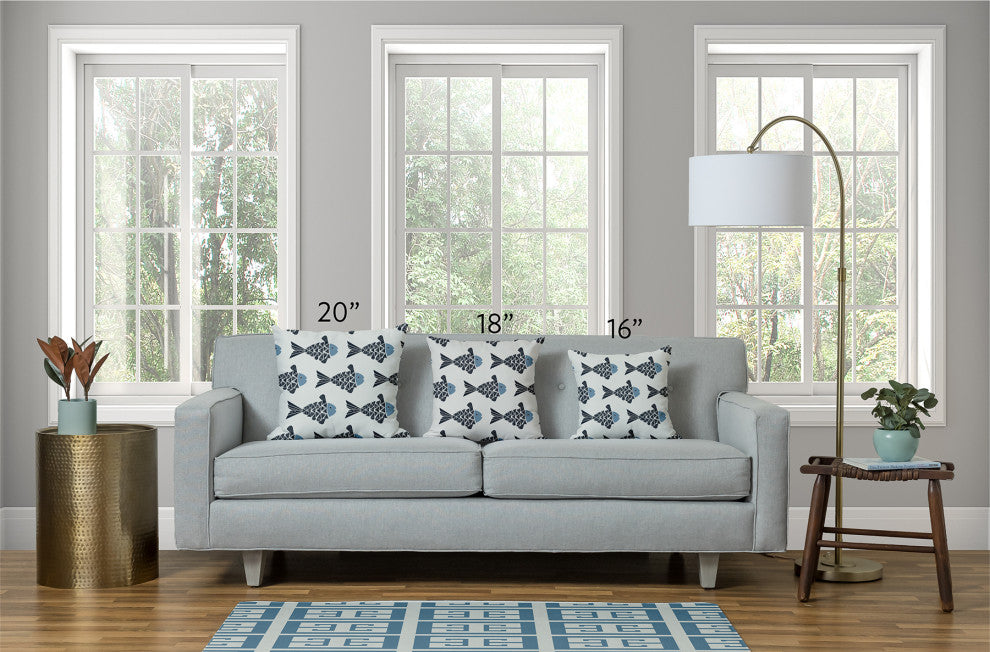 20x20" Gus Nautical Decorative Indoor Pillow, Shark Blue