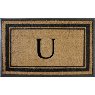 A1HC Markham Border Flocked Extra Large Monogrammed Doormat, 30"X48", U