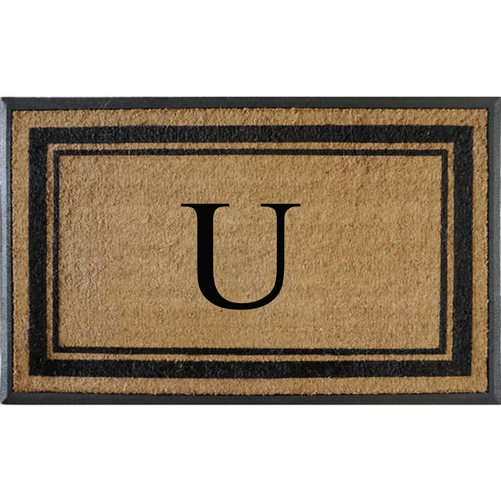 A1HC Markham Border Flocked Extra Large Monogrammed Doormat, 30"X48", U