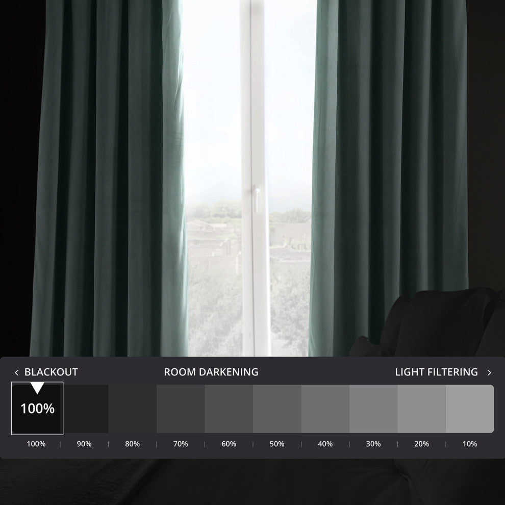 Signature Blackout Velvet Curtain Single Panel, Skylark Blue, 50"x96"