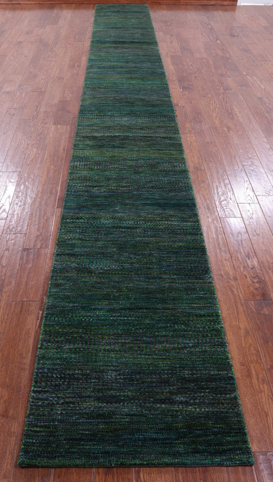 2' 5" X 19' 3" Runner Hand Knotted Super Savannah Gabbeh Wool and Silk Rug Q6888