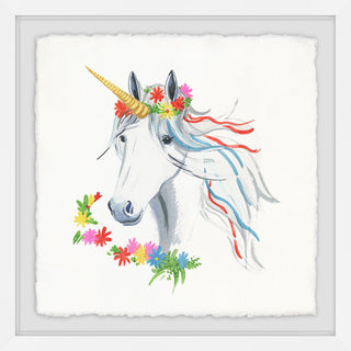"Rainbow Unicorn II" Framed Painting Print, 12"x12"