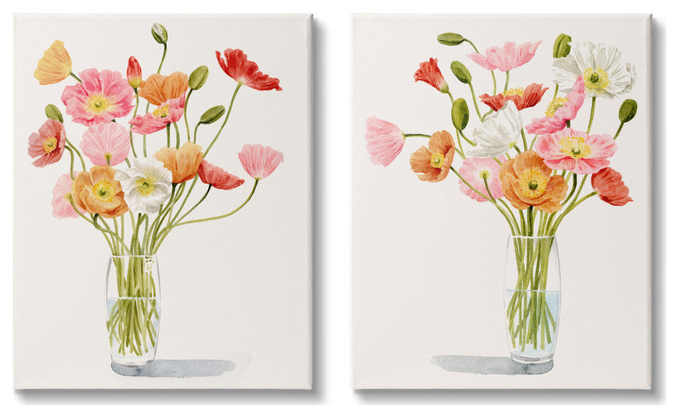 Dazzling Flower Blossoms Soft Pink Glass Bouquets, 2pc, each 24 x 30