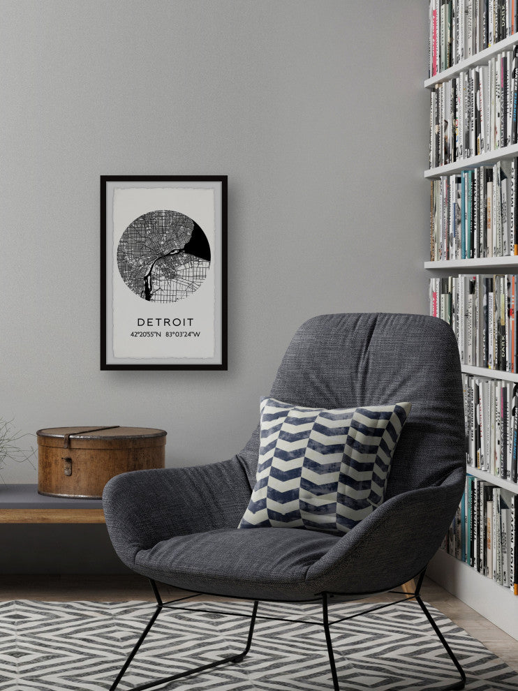 "Detroit Coordinates" Framed Painting Print, 16x24